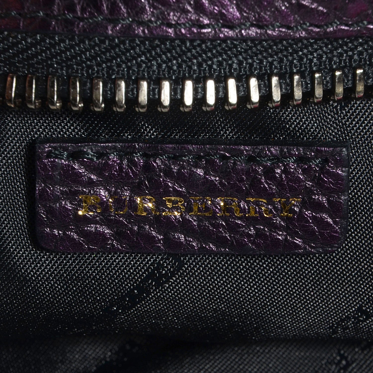 Burberry Metallic Grainy Calfskin Nevin Large Pouch Blackberry 9 of 10
