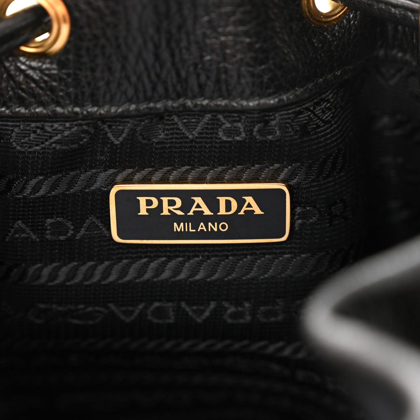 Glace Calfskin Embossed Secchiello Bucket Bag Black