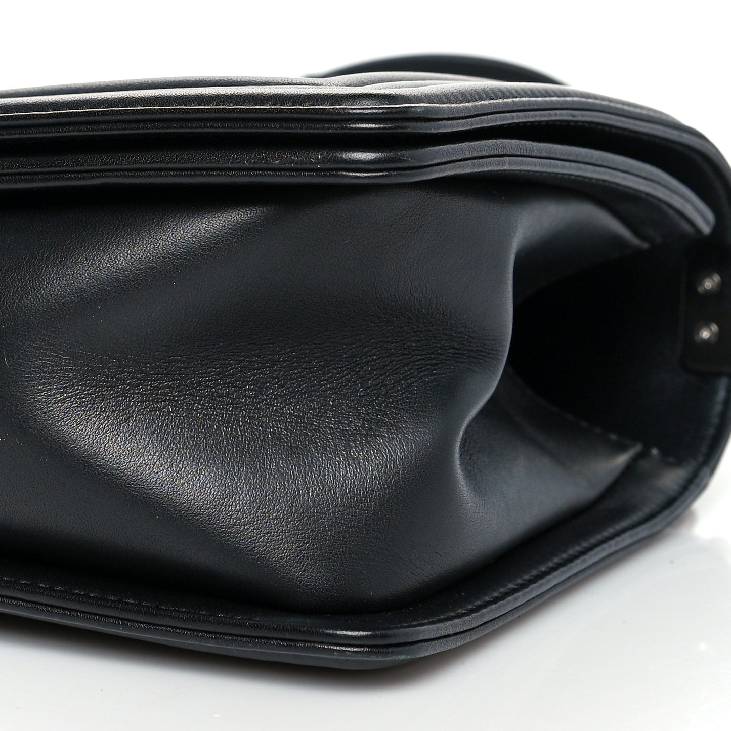 Calfskin Chevron Quilted Medium Boy Flap Black