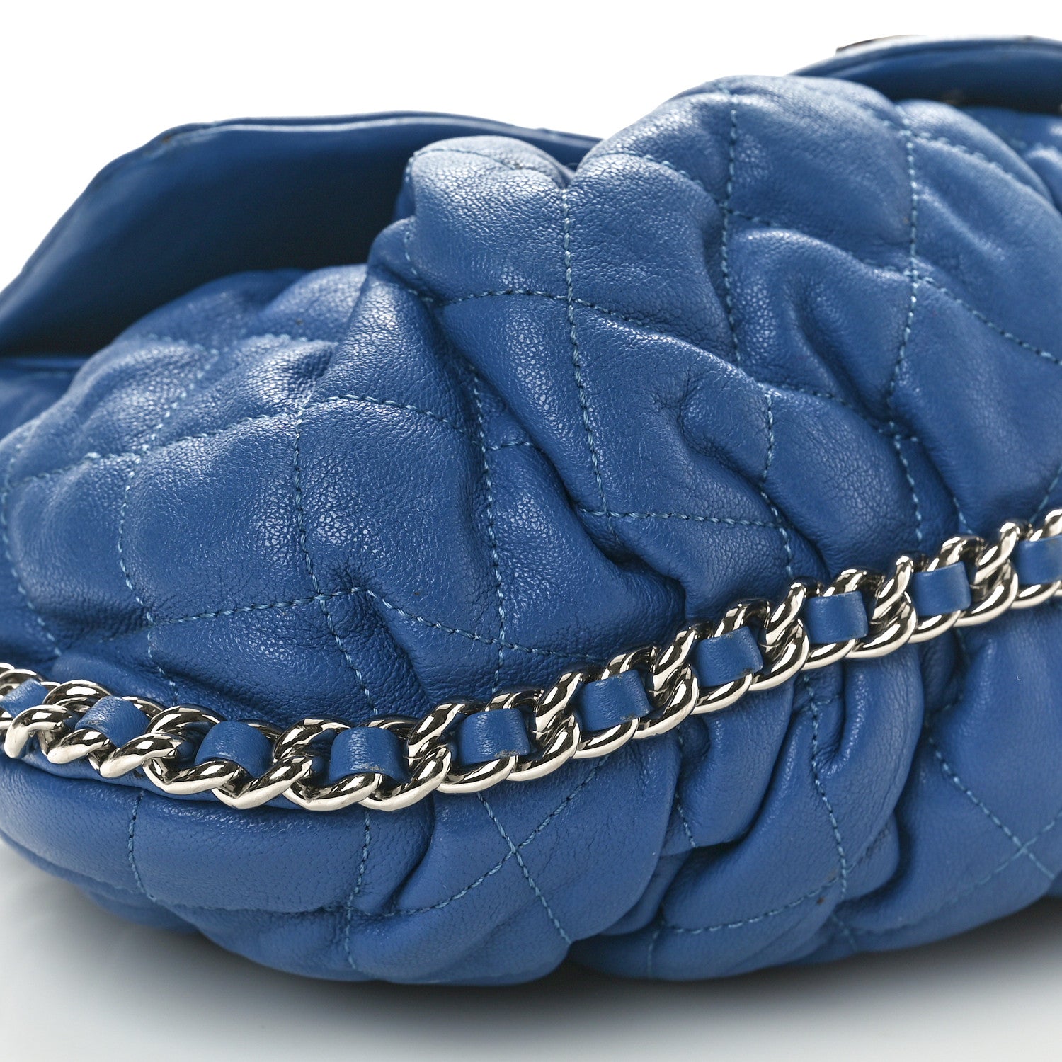 Chanel Washed Lambskin Quilted Medium Chain Around Messenger Blue 9 of 11