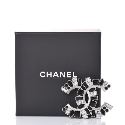 Chanel Baguette Crystal CC Brooch Silver Black 5 of 5