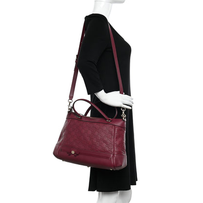 Gucci Guccissima Mayfair Top Handle Satchel Purple 2 of 11