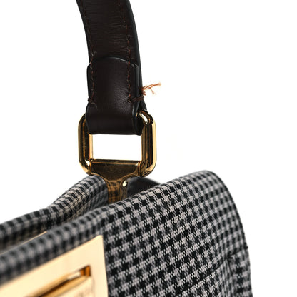 Fendi Wool Fabric Jacquard Cuoio Large Houndstooth FF 1974 Medium Peekaboo I SEE U Satchel Beige Tobacco Moro 9 of 9