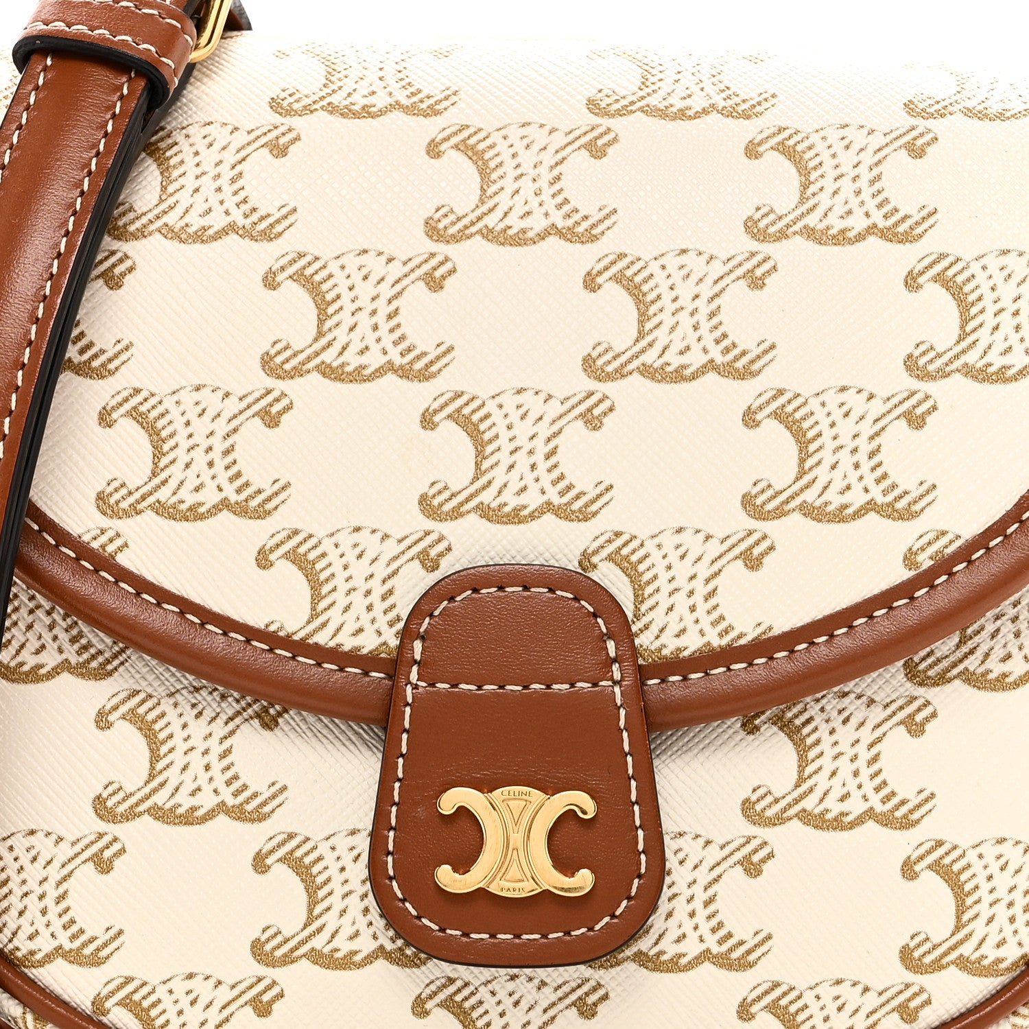 Celine Triomphe Canvas Calfskin Mini Besace Bag White 8 of 10