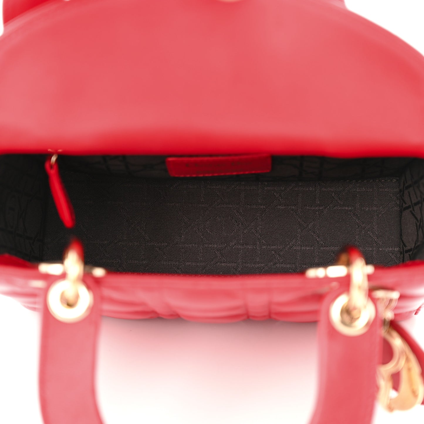 Lambskin Cannage Small Lucky Badges My Lady Dior Red