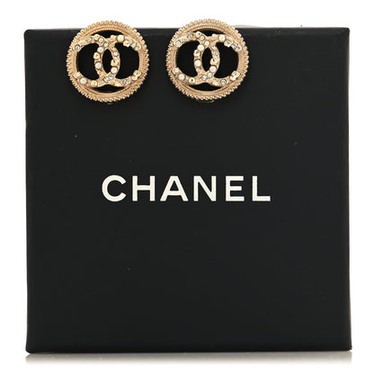 Chanel Pearl Crystal CC Round Earrings Gold 5 of 5