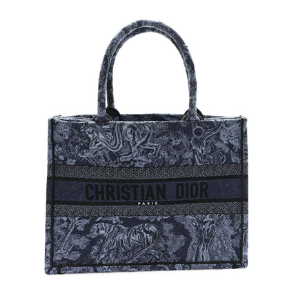 Christian Dior Canvas Embroidered Medium Dioriviera Toile De Jouy Book Tote Blue Black 1 of 10