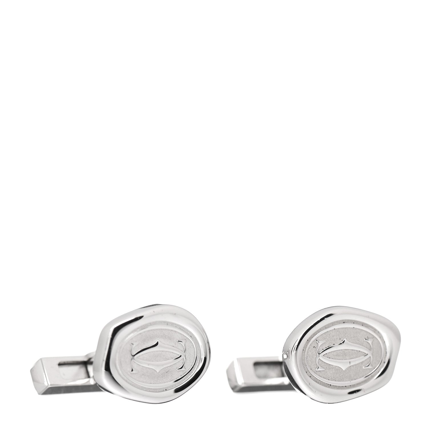 Cartier Sterling Silver Palladium Finish Wax Seal Motif Cufflinks 1 of 5