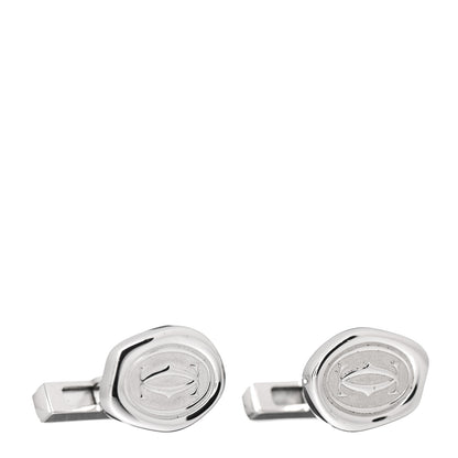 Cartier Sterling Silver Palladium Finish Wax Seal Motif Cufflinks 1 of 5