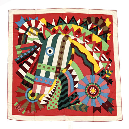 Hermes Cashmere Silk Cheval De Fete Shawl 140 Vieux Rose Vert 1 of 6