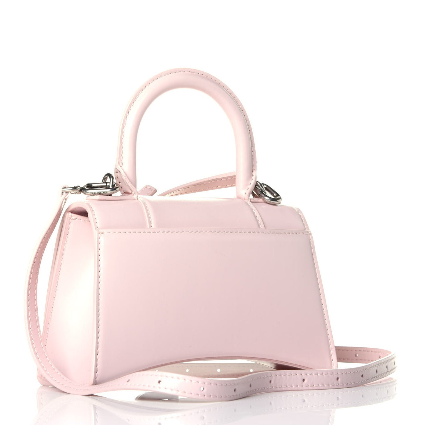 Shiny Box Calfskin Hourglass Top Handle Bag XS Light Rose