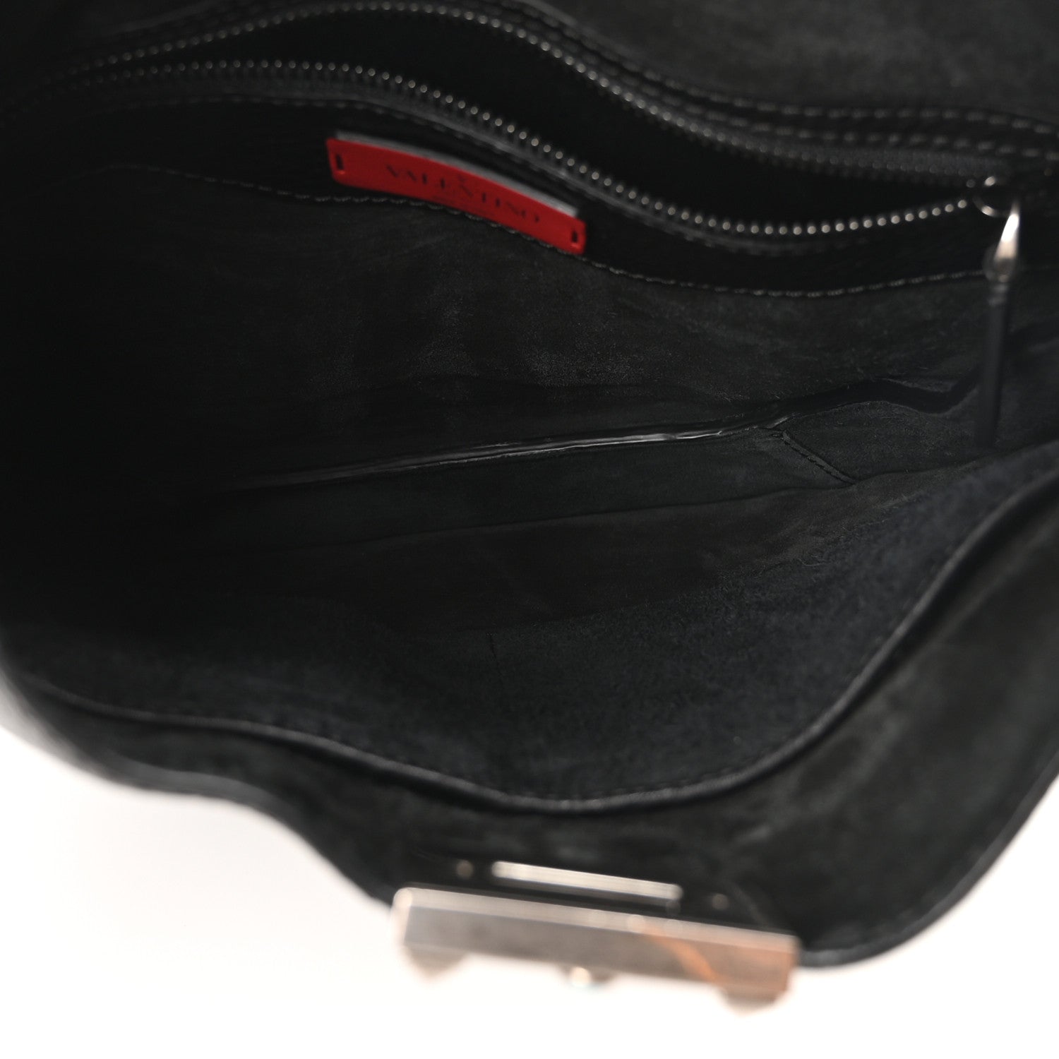 Valentino Garavani Grained Calfskin Turquoise Small Rockstud Rolling Flip-Lock Messenger Black 5 of 9