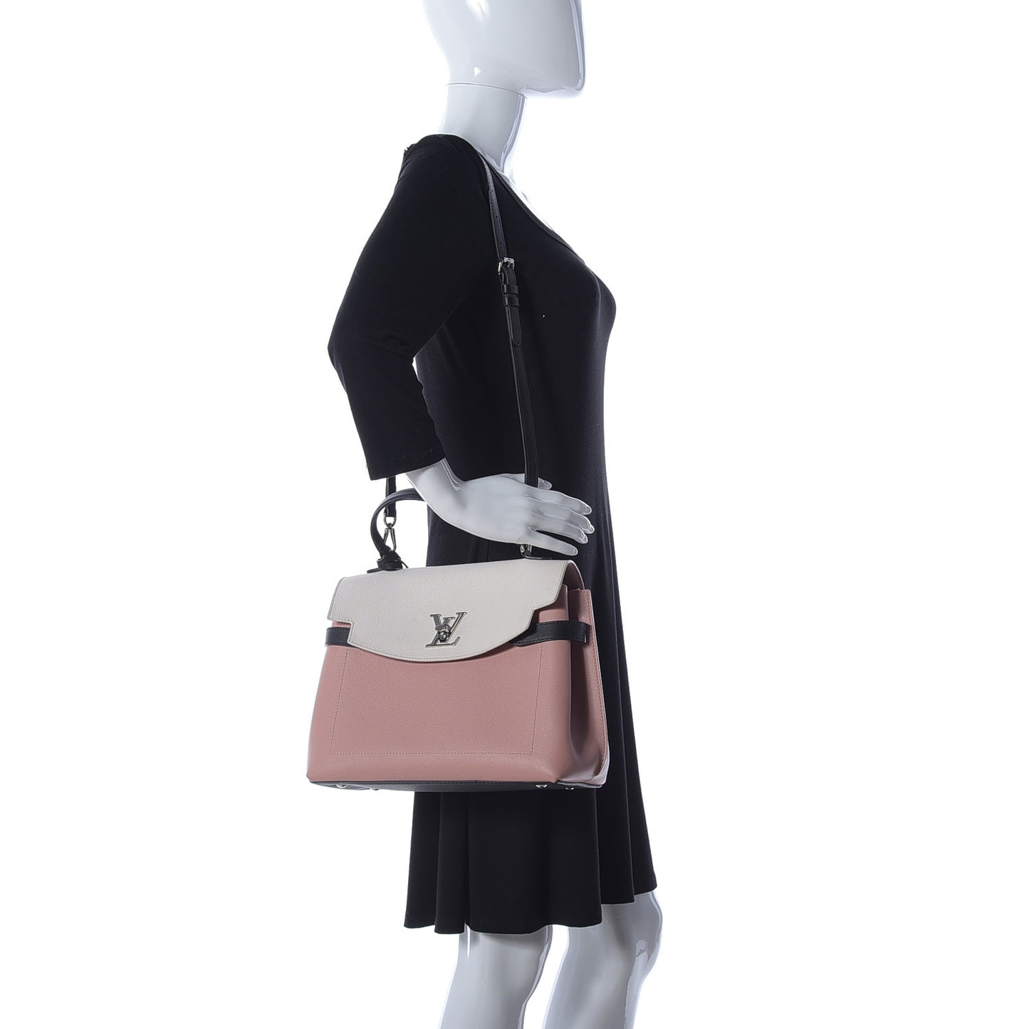 Soft Calfskin Lockme Ever Rose Ballet White Maito Black