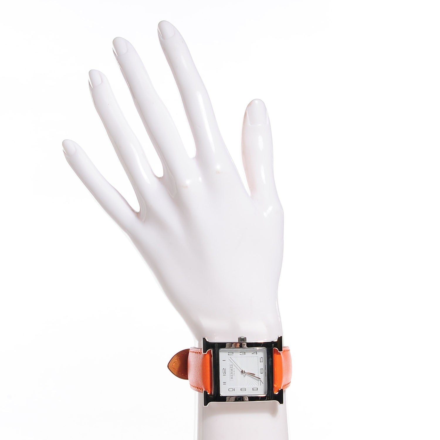 Hermes Stainless Steel Swift 30.5mm Heure H Hour Quartz Watch Orange 2 of 11