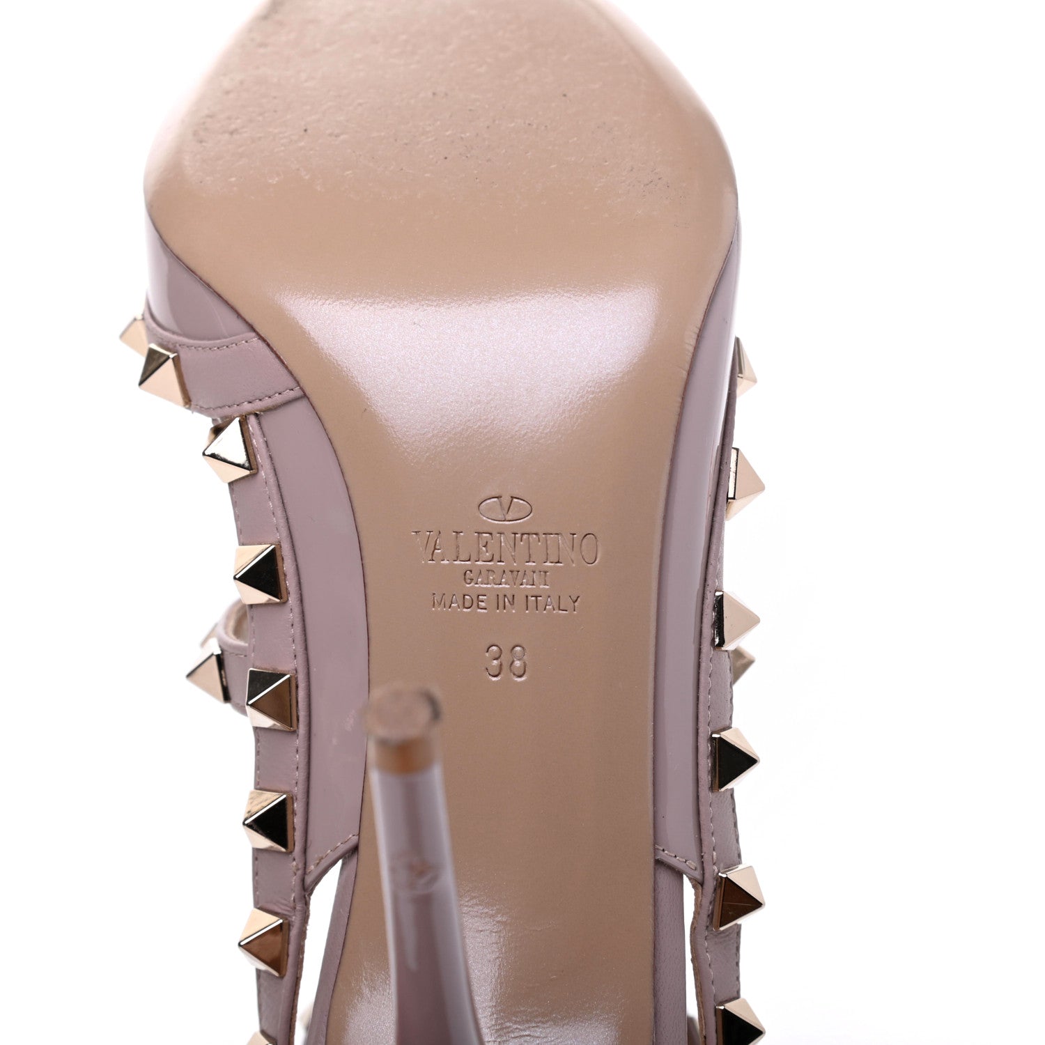 Valentino Garavani Patent Nappa Rockstud Ankle Strap 100mm Pumps 38 Poudre 6 of 11