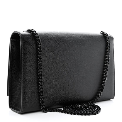 Saint Laurent Grain De Poudre Medium Classic Monogram Monochrome Kate Satchel Black 3 of 13