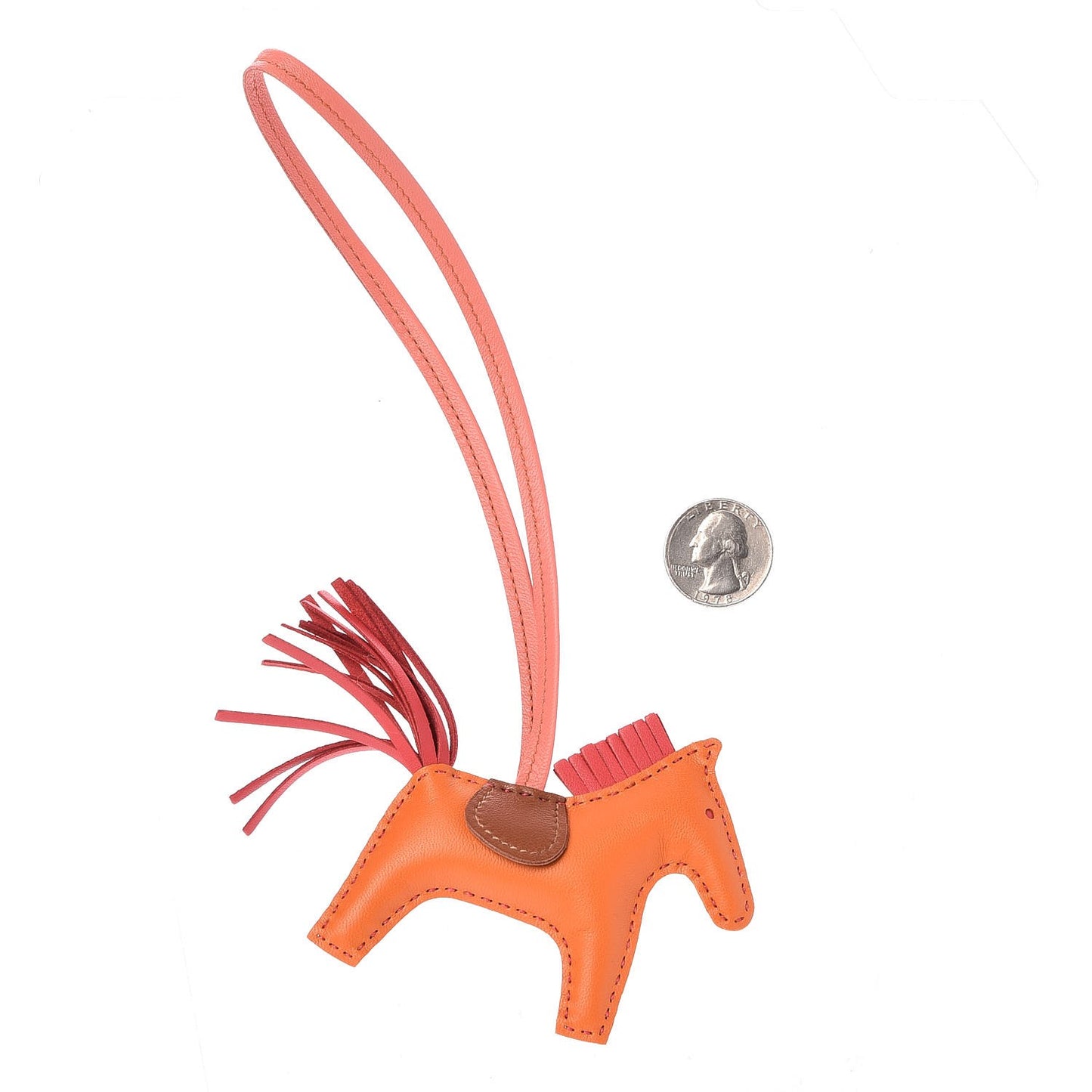 Milo Lambskin Grigri Rodeo Horse Bag Charm PM Orange Bougainvillea Gold Flamingo