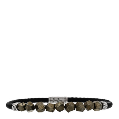 John Hardy Sterling Silver Pyrite Leather Classic Chain Bracelet Black 1 of 4