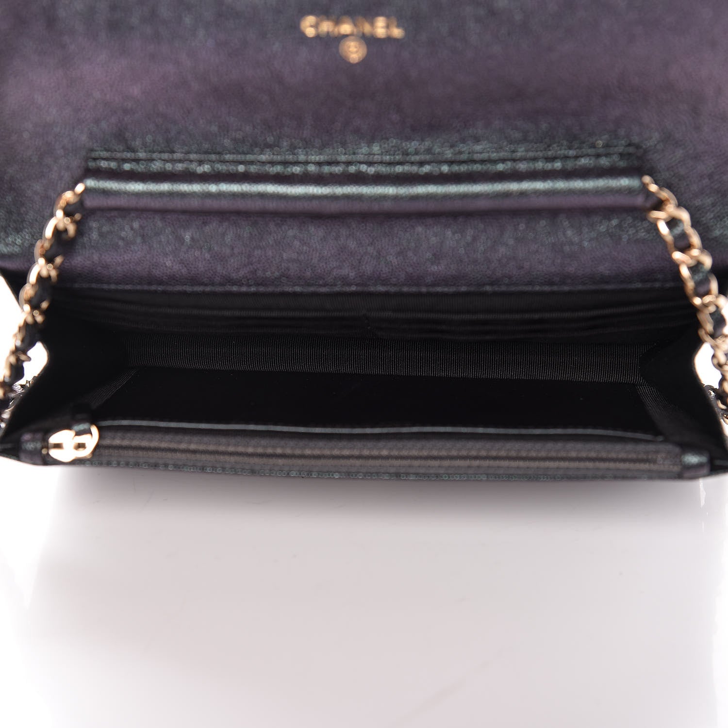 Chanel Iridescent Caviar Quilted Wallet On Chain WOC Black 5 of 11
