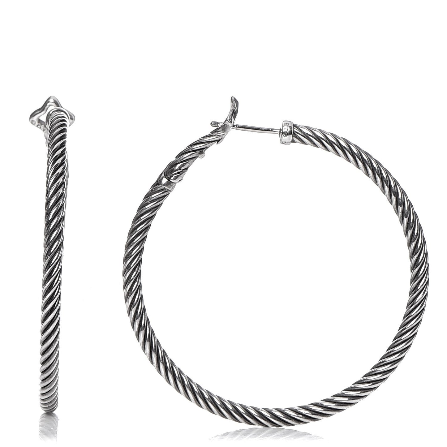 Sterling Silver 36mm Cable Classics Hoop Earrings