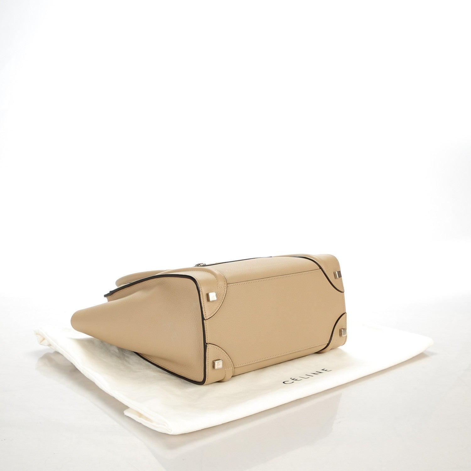 Celine Drummed Calfskin Micro Luggage Dune 4 of 8