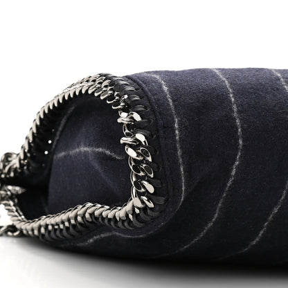Stella McCartney Wool Stripe Falabella Fold Over Tote Navy 7 of 8