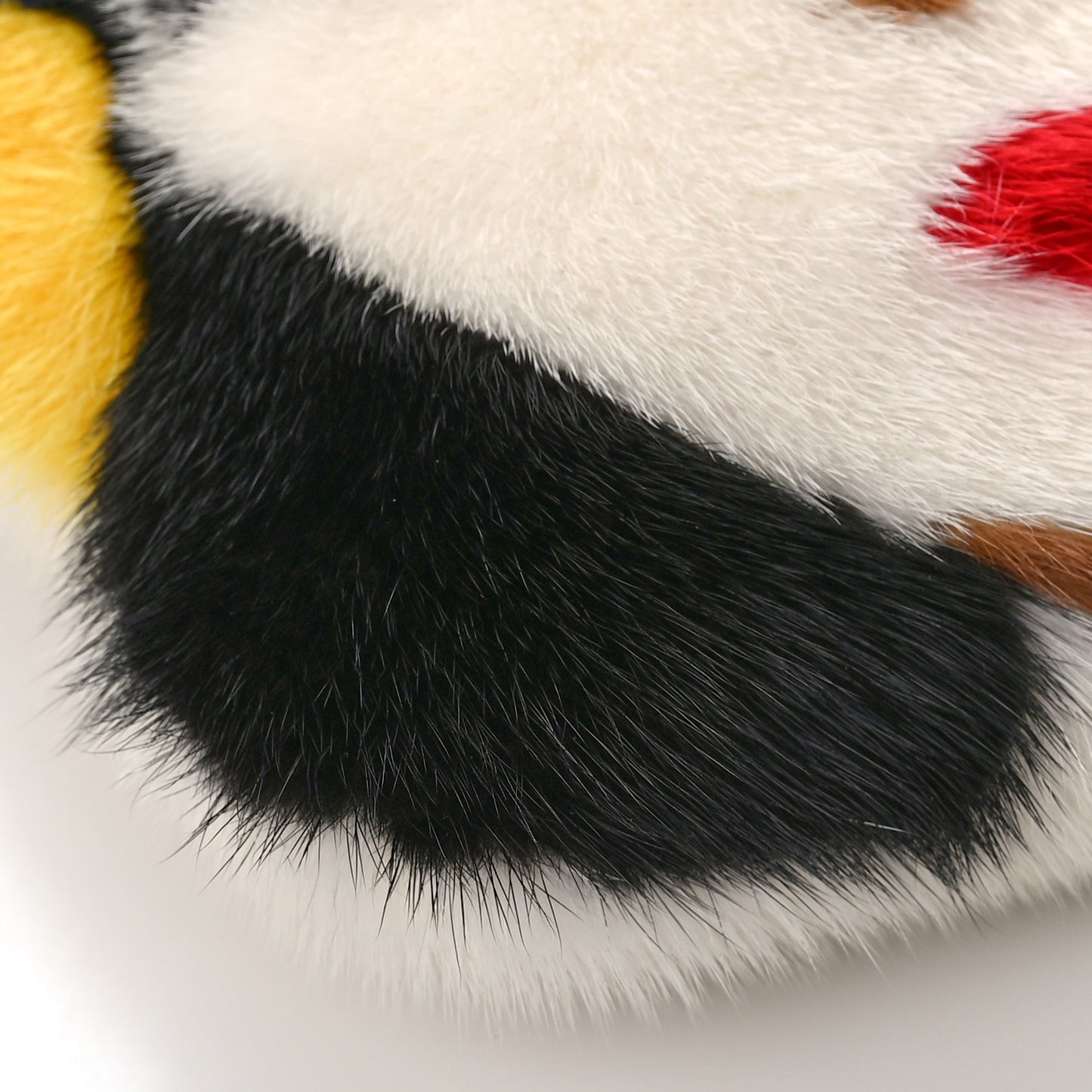 Mink Fur Face Clutch White Multicolor