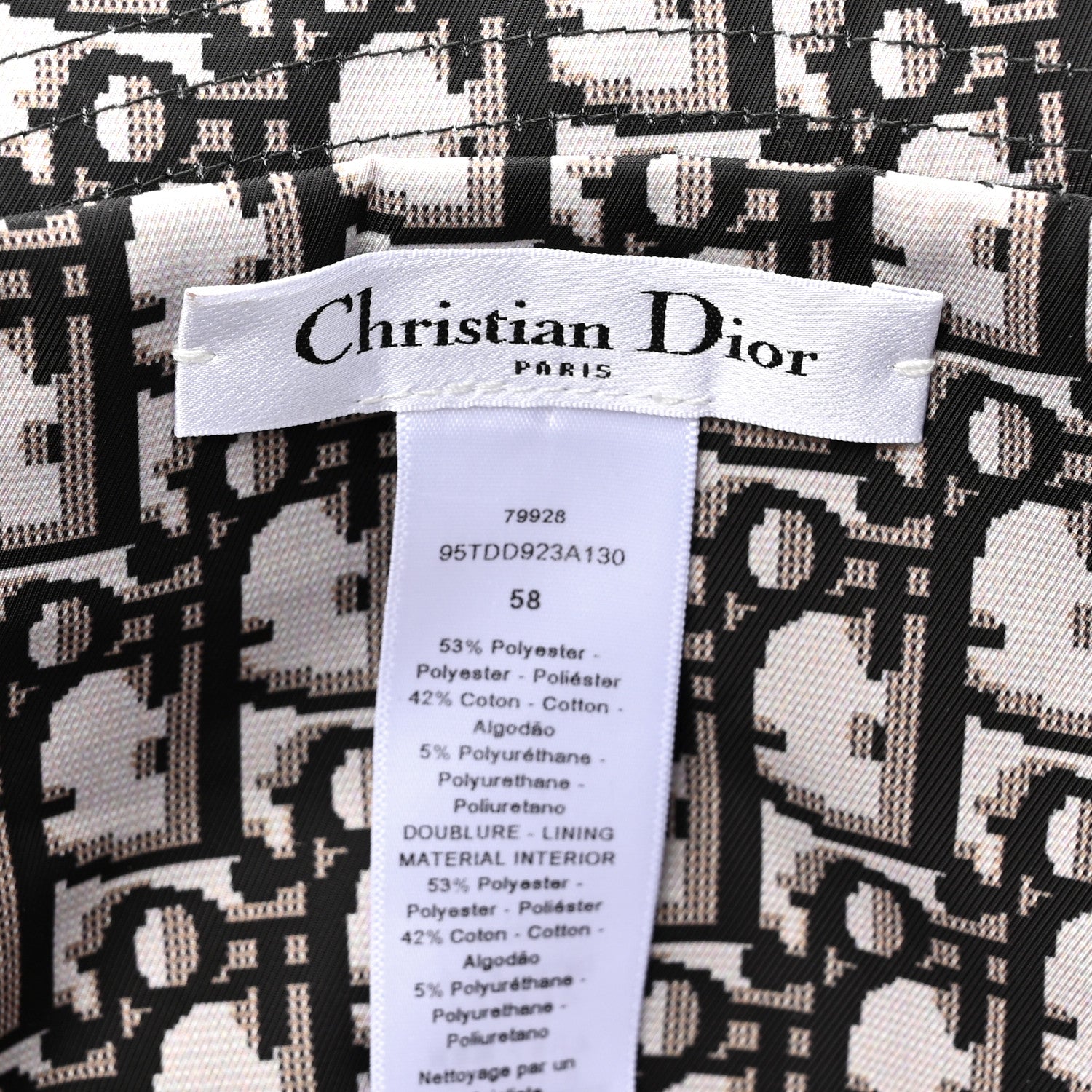 Christian Dior Polyester Cotton Oblique Teddy-D Brim Bucket Hat 58 Black 8 of 8
