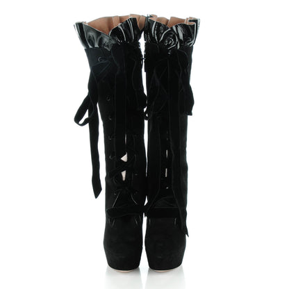 Louis Vuitton Suede Patent Leather Cancan High Boots 41 Black 2 of 6