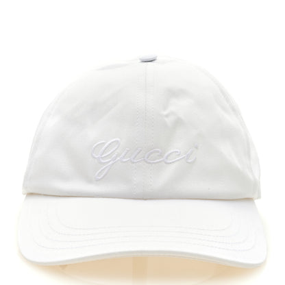Gucci Cotton Embroidered Logo Script Baseball Hat M Great White 3 of 8