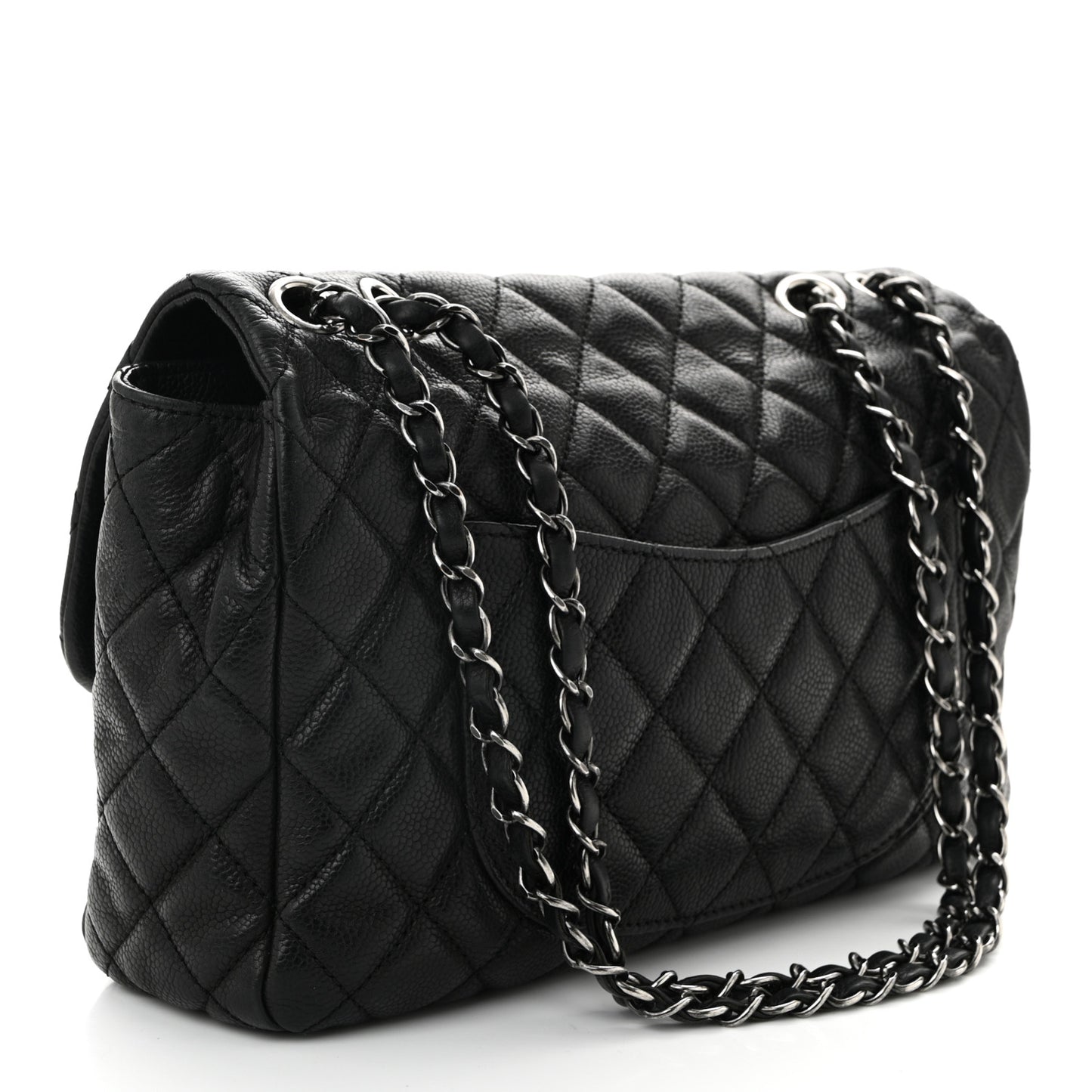 Caviar Quilted Large Now and Forever Flap Black