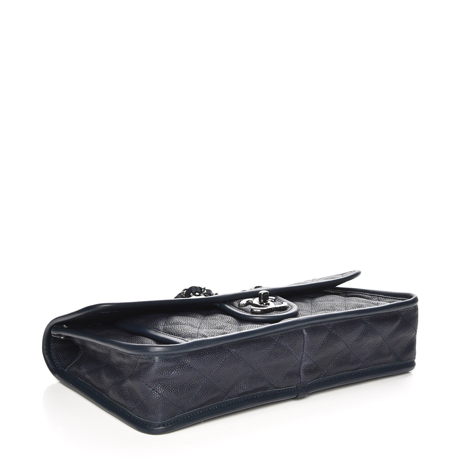 Chanel Caviar Quilted Medium French Riviera Flap Dark Navy Blue 4 of 9