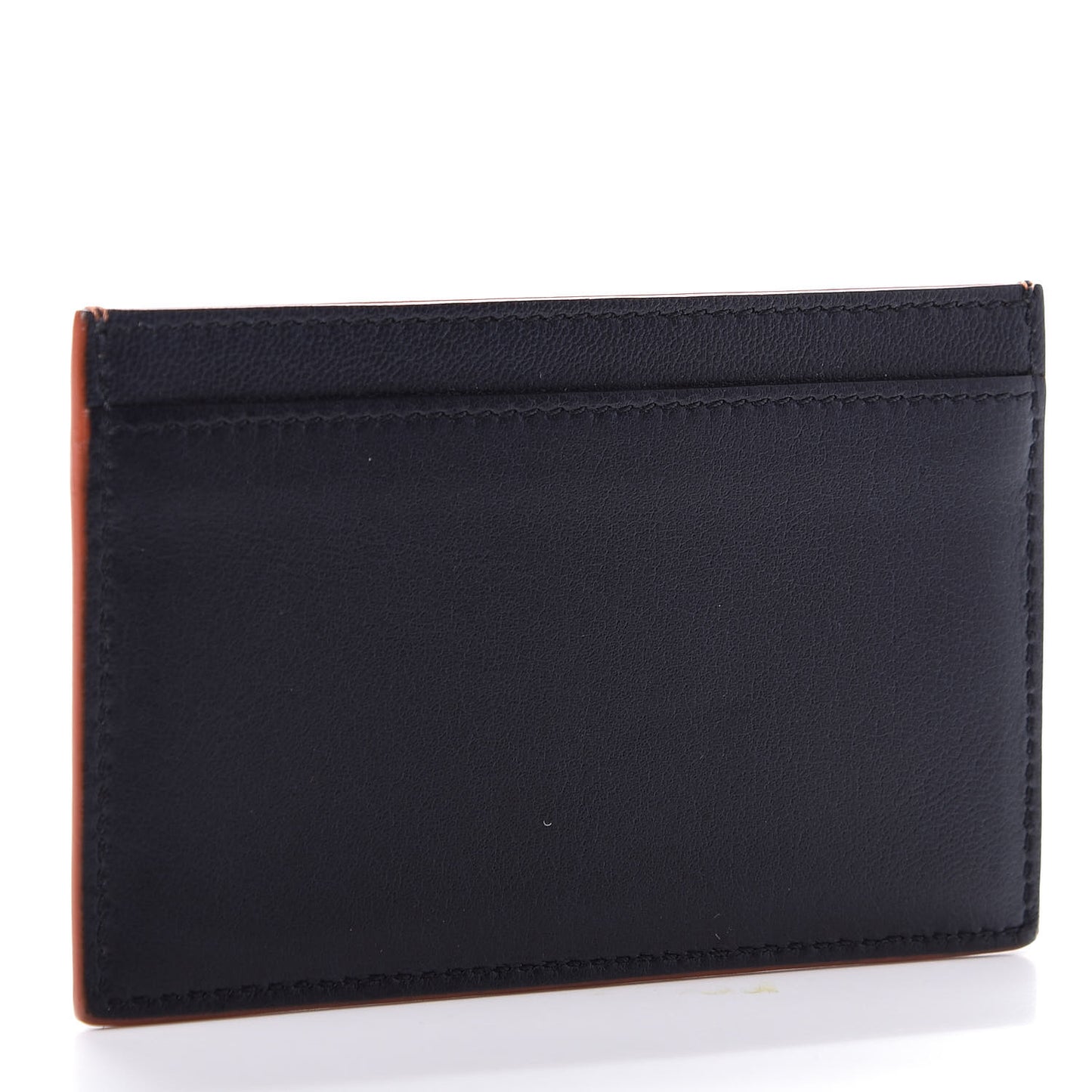 Smooth Lambskin Bi-Color Solo Card Holder Terracotta Black