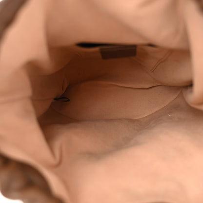 Gucci Monogram Textured Calfskin Horsebit 1955 Drawstring Bucket Bag Beige Brown Sugar 5 of 10