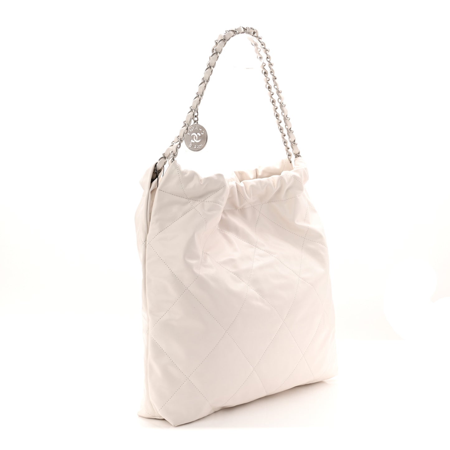 Shiny Calfskin Quilted Chanel 22 White