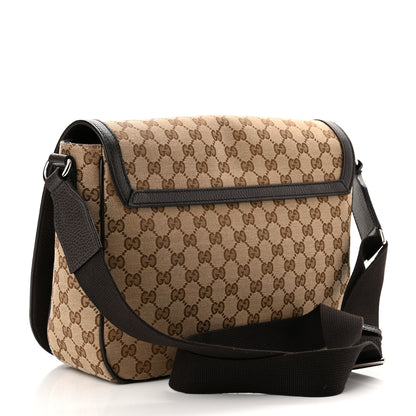 Gucci Monogram Large Flap Messenger Bag Beige Dark Brown 3 of 10