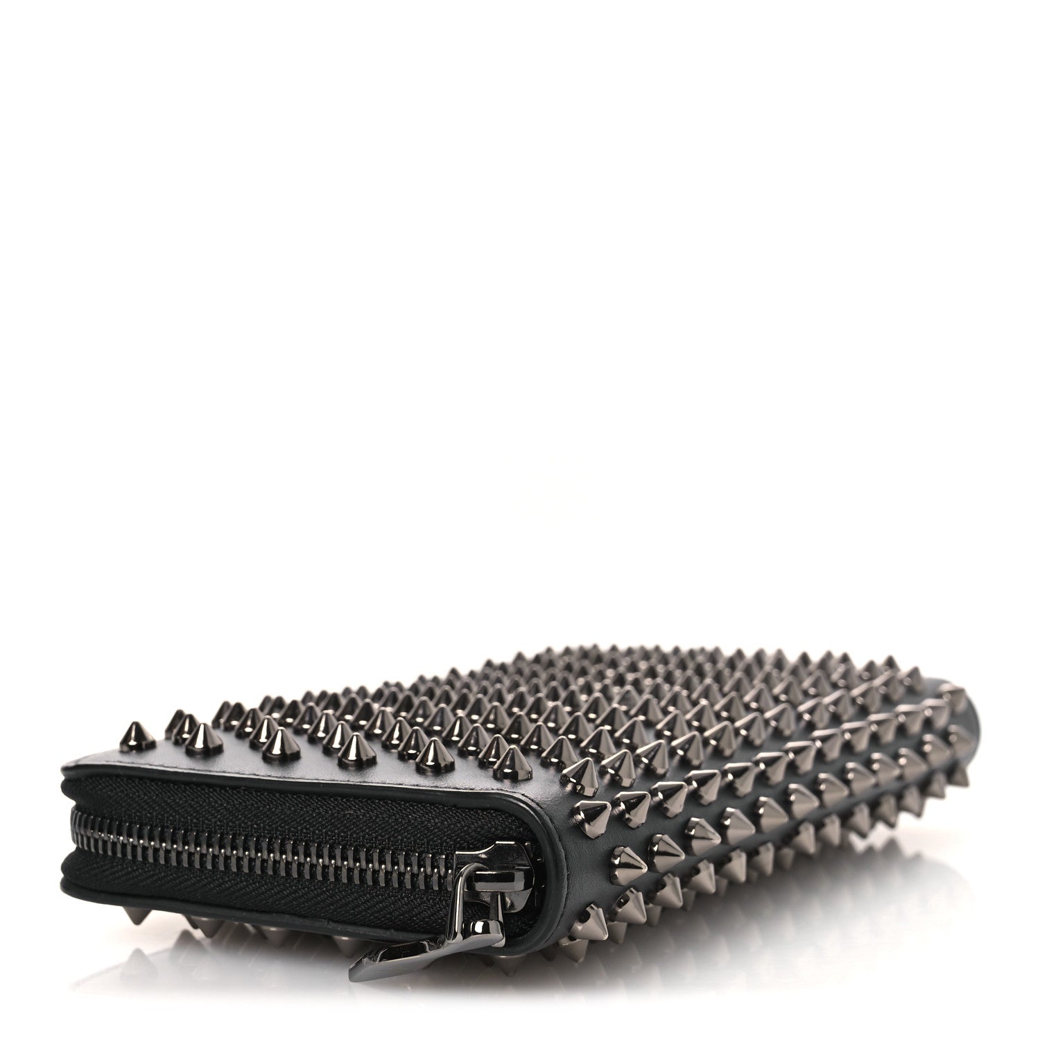 Christian Louboutin Calfskin Panettone Spiked Zip Around Wallet Black 4 of 8