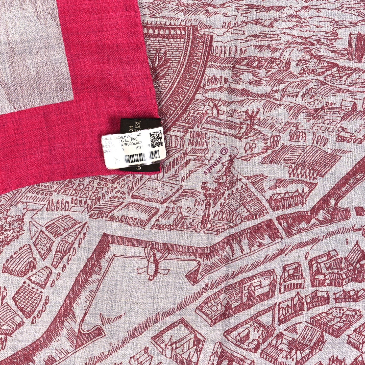 Cashmere Silk La Cite Cavaliere Shawl 140 Fuchsia Bordeaux
