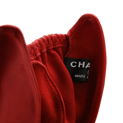 Chanel Lambskin Pearl Fingerless CC Gloves 7 Red 3 of 9