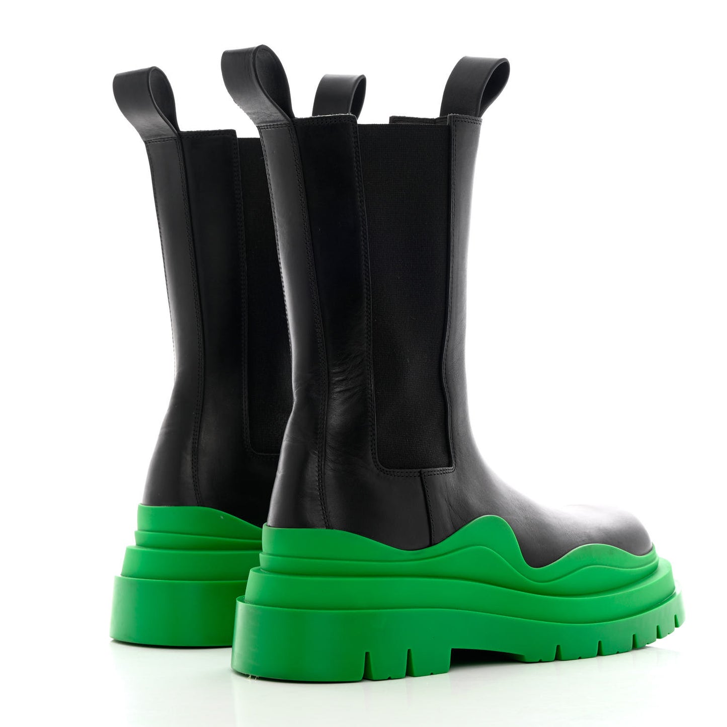 Calfskin The Tire Chelsea Boots 38.5 Black Grass
