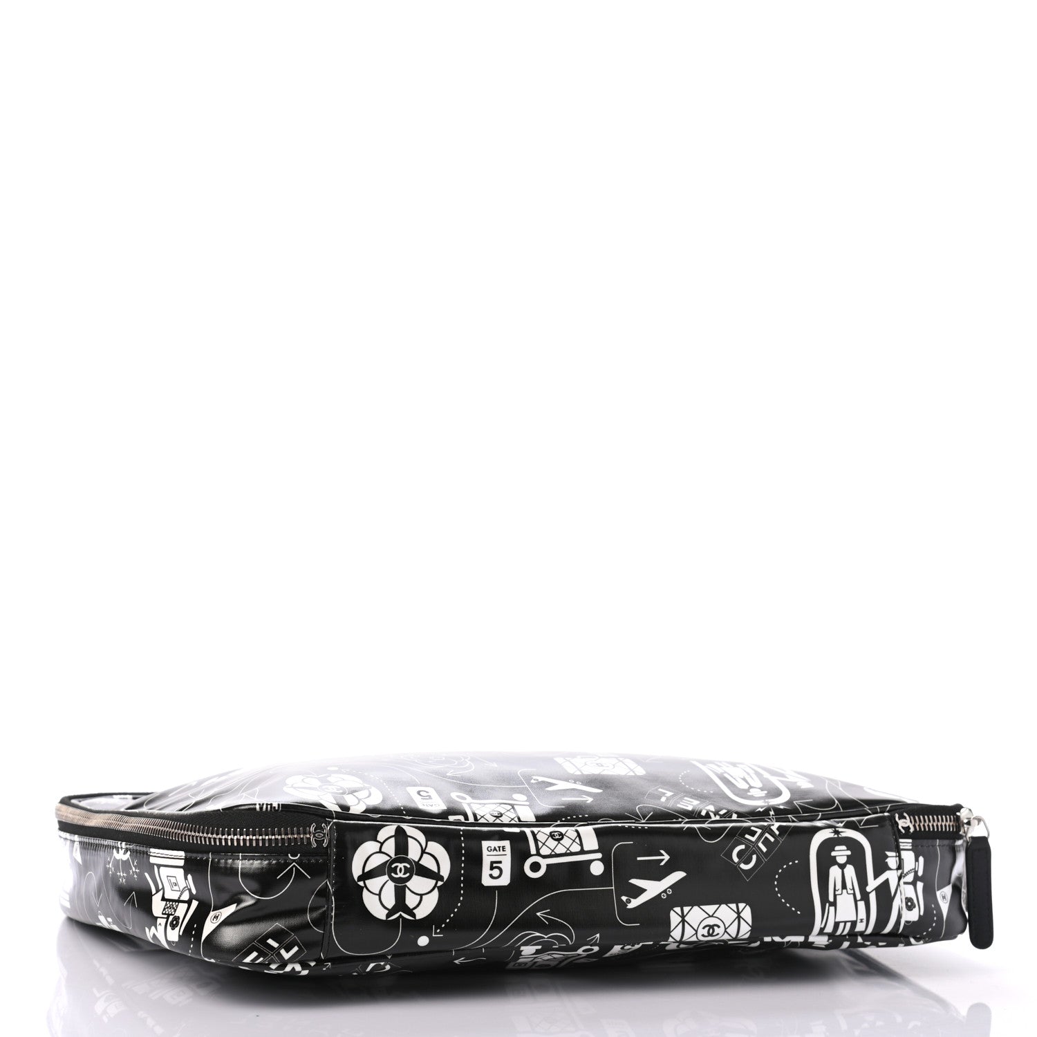 Chanel Coated Canvas Airline Cosmetic Travel Bag Black White 4 of 7
