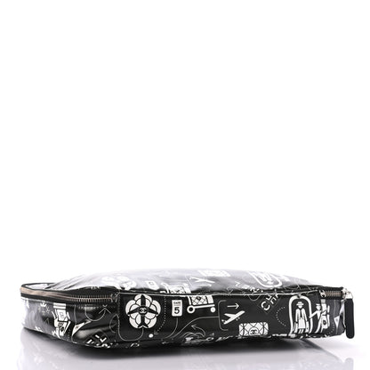 Chanel Coated Canvas Airline Cosmetic Travel Bag Black White 4 of 7
