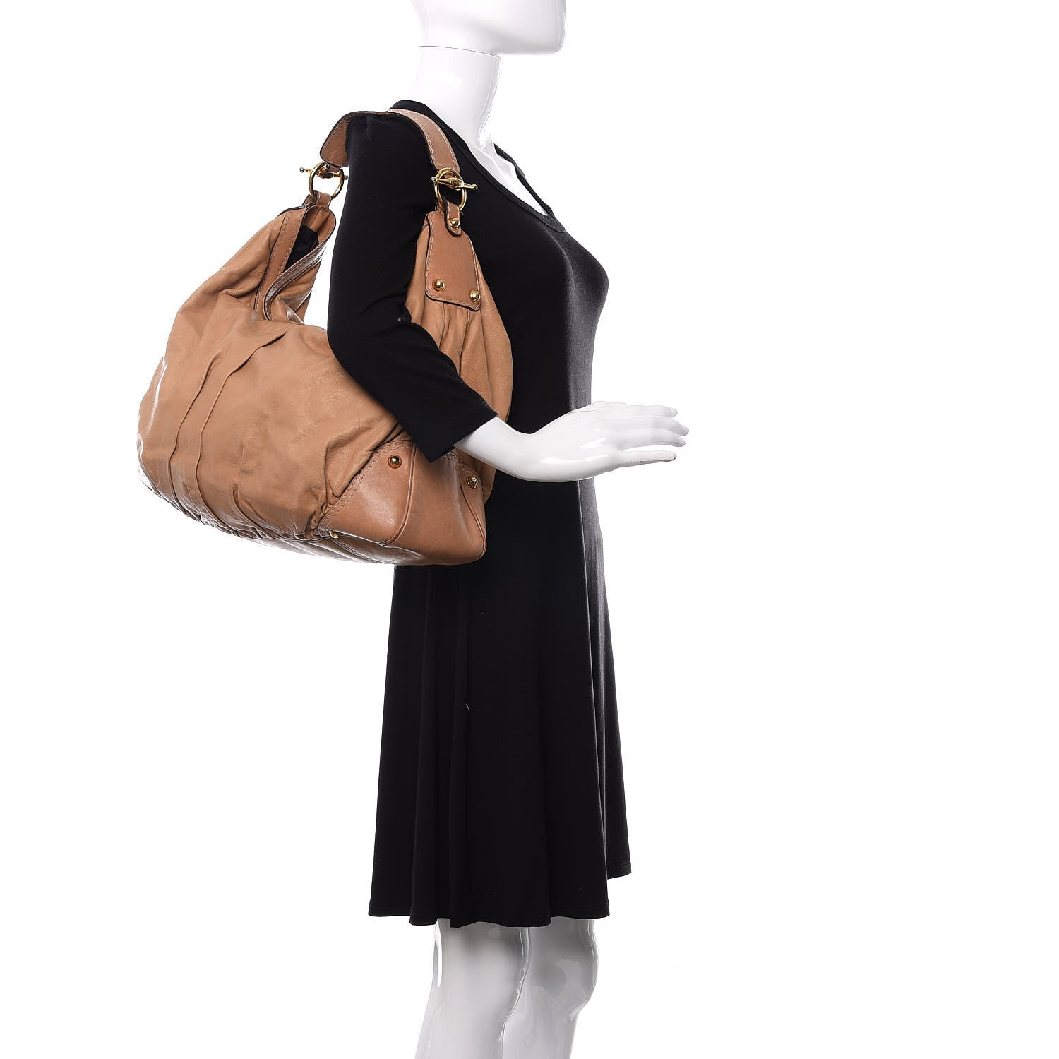 Gucci Calfskin Large Jockey Hobo Tan 2 of 15