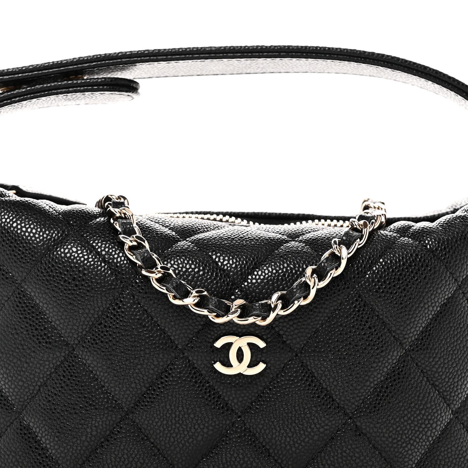 Chanel Caviar Quilted Hobo Clutch With Chain Black 8 of 11