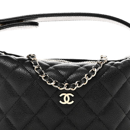 Chanel Caviar Quilted Hobo Clutch With Chain Black 8 of 11
