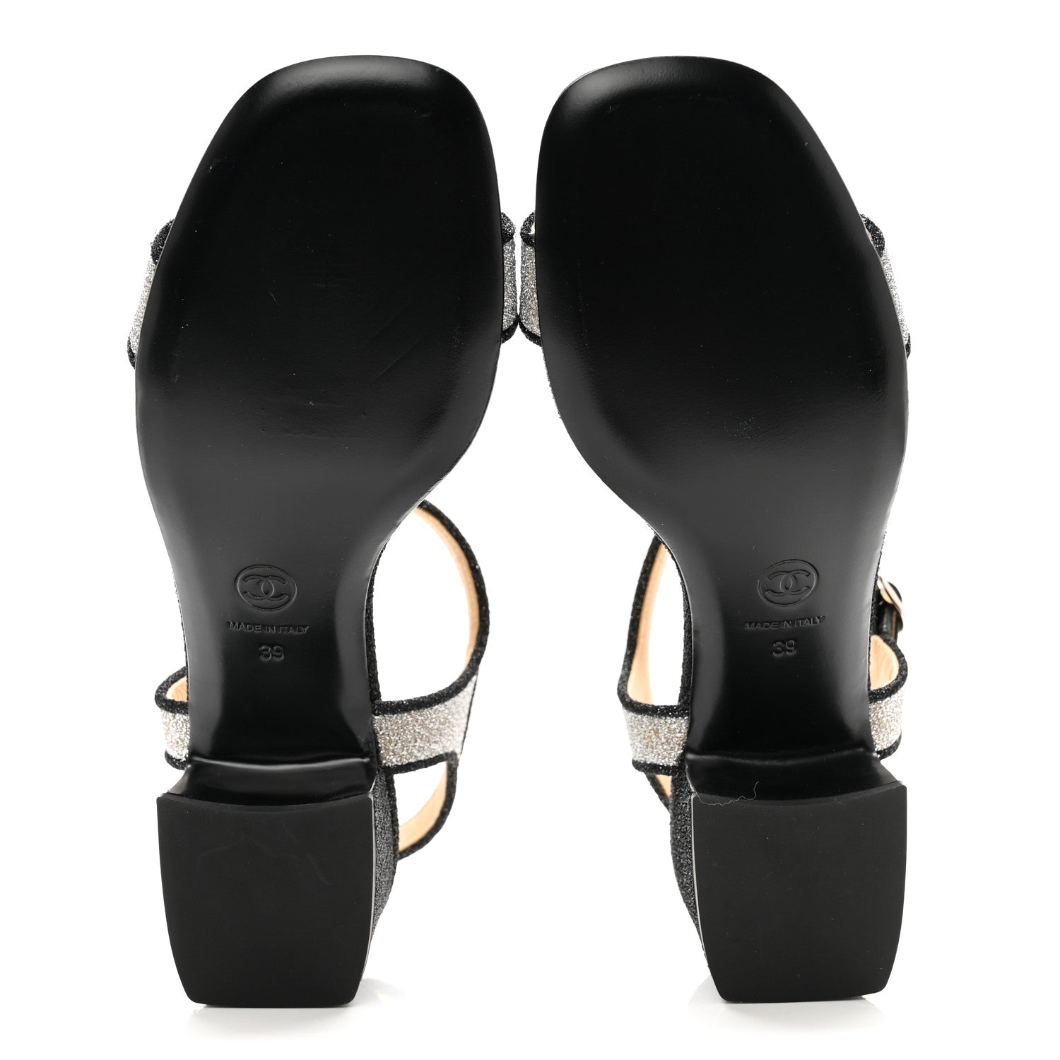 Chanel Fantasy Fabric Lurex Sandals 39 Silver Black 5 of 8