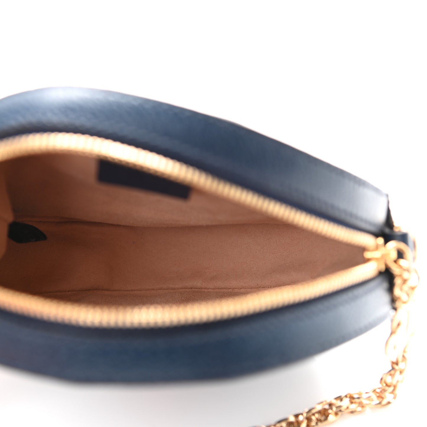 Soft Textured Calfskin Web Mini Ophidia Round Shoulder Bag Blue Agata