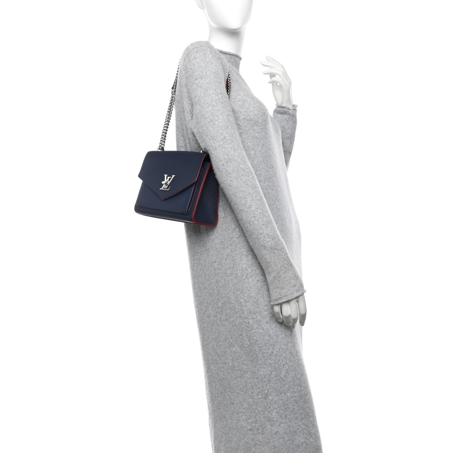 Louis Vuitton Soft Calfskin My Lockme Chain Bag BB Marine Rouge 2 of 9