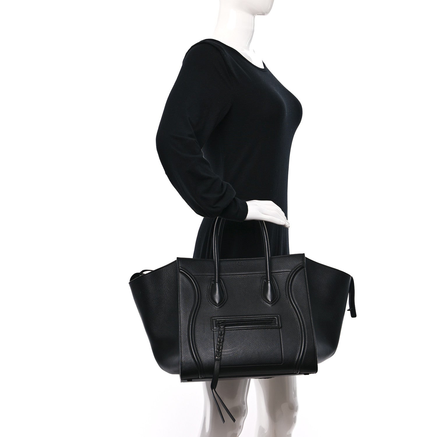 Celine Supple Calfskin Medium Phantom Luggage Black 2 of 9