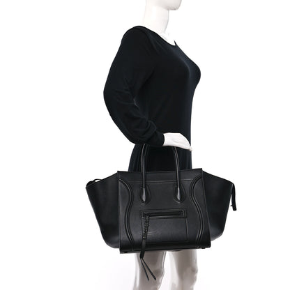 Celine Supple Calfskin Medium Phantom Luggage Black 2 of 9